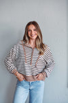 Taupe Striped Half-Zip
