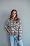 Taupe Striped Half-Zip