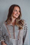Taupe Striped Half-Zip