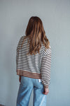 Taupe Striped Half-Zip
