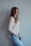 Ivory Floral Mock Neck Top