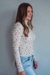 Ivory Floral Mock Neck Top