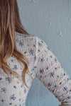 Ivory Floral Mock Neck Top