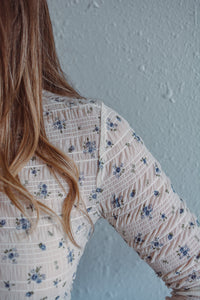 Ivory Floral Mock Neck Top