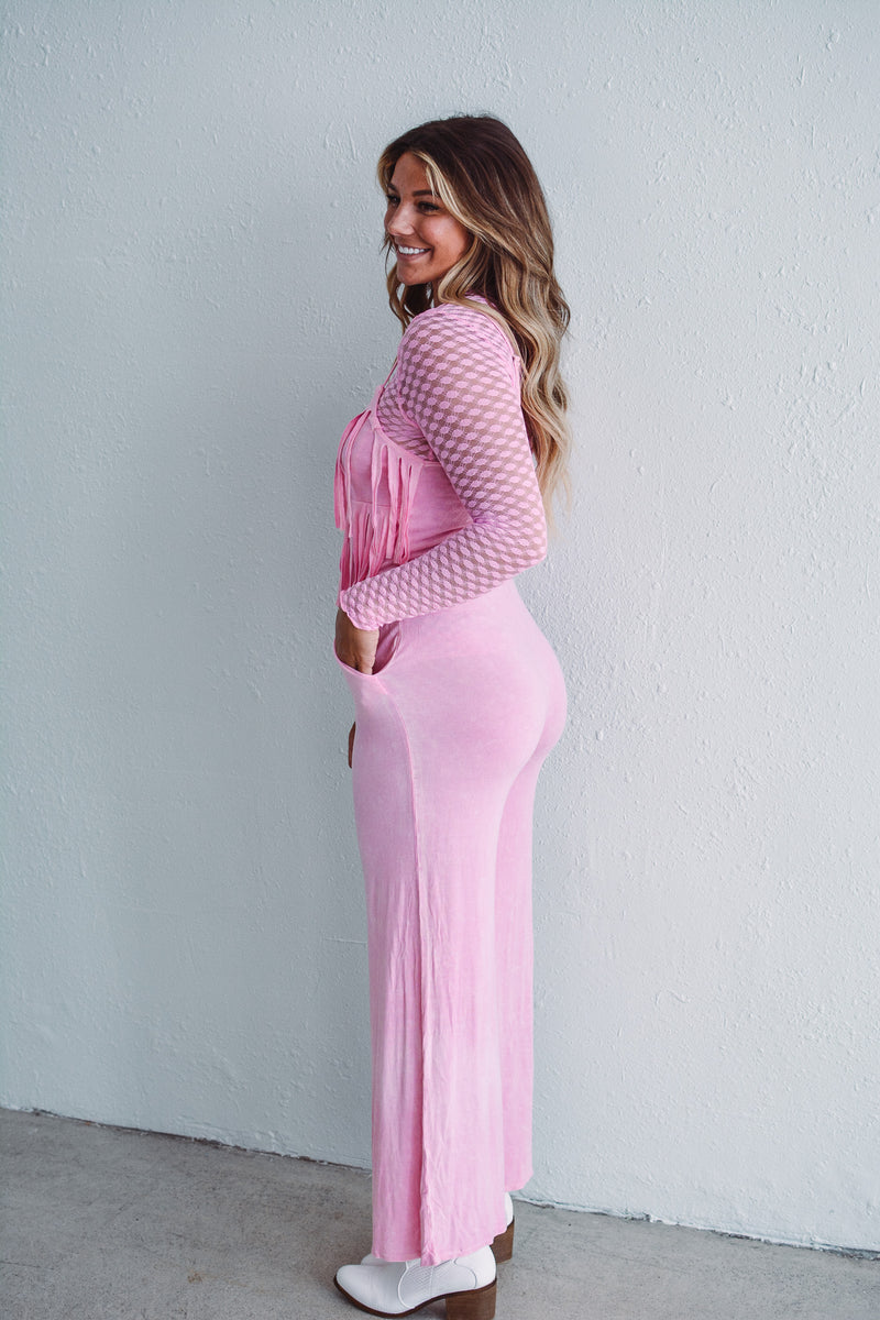 Party in Pink Jumpsuit