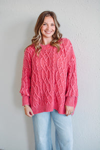 Raspberry Cable Knit