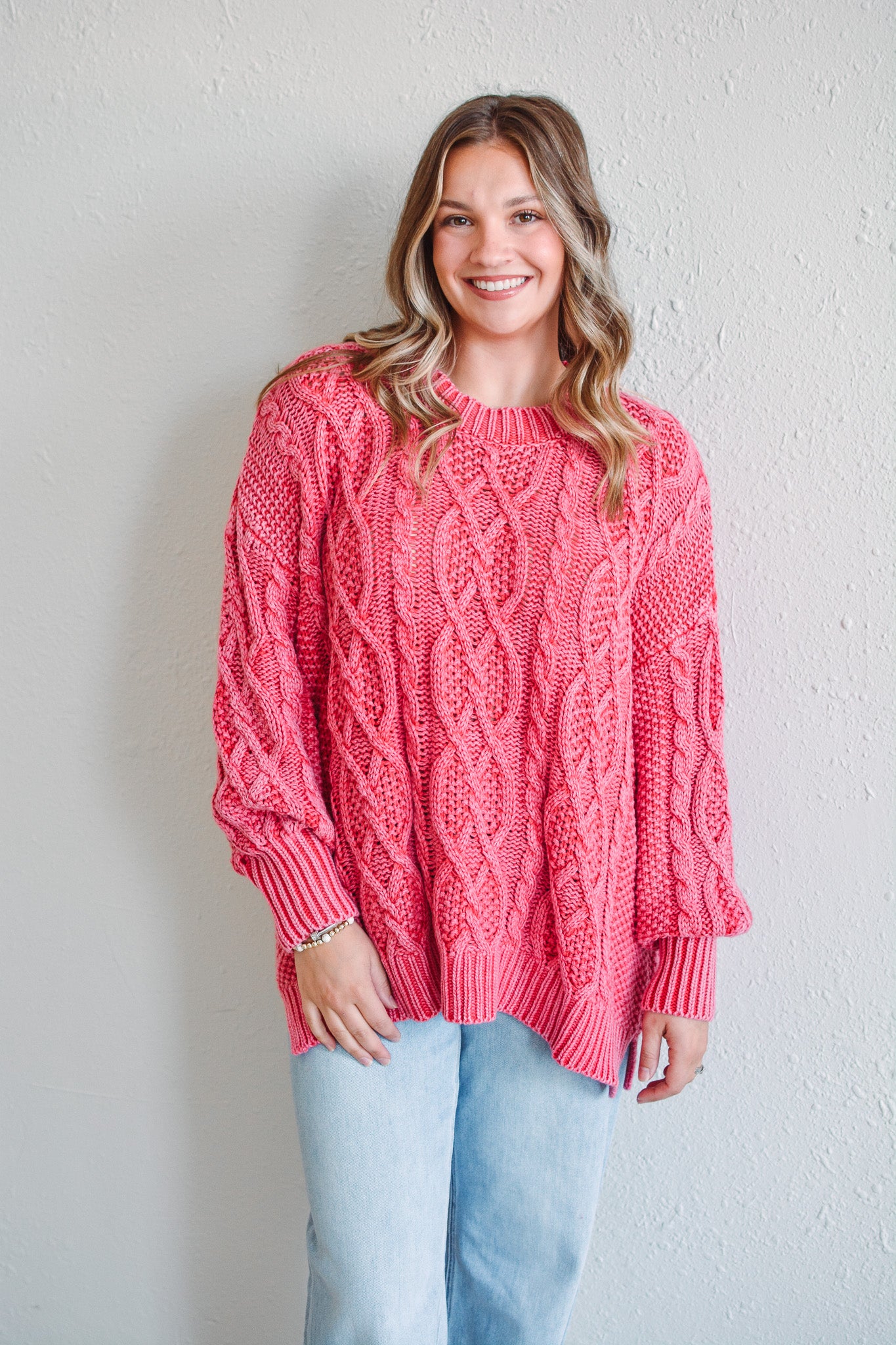 Raspberry Cable Knit