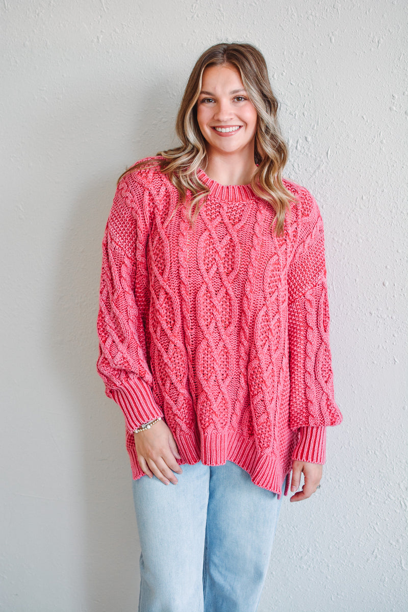 Raspberry Cable Knit