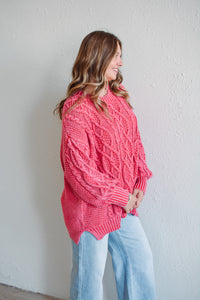 Raspberry Cable Knit