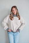 Metro Stripe Mock Neck Sweater