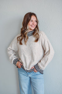 Metro Stripe Mock Neck Sweater