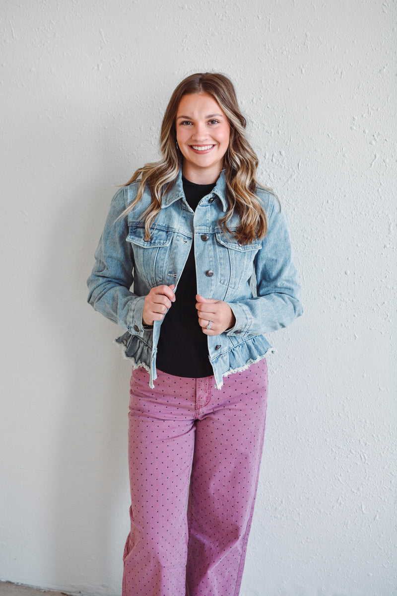 Denim Ruffle Jacket
