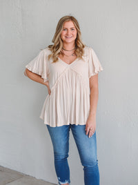 Curvy Beige Jersey Top