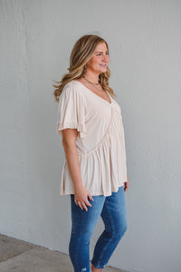 Curvy Beige Jersey Top