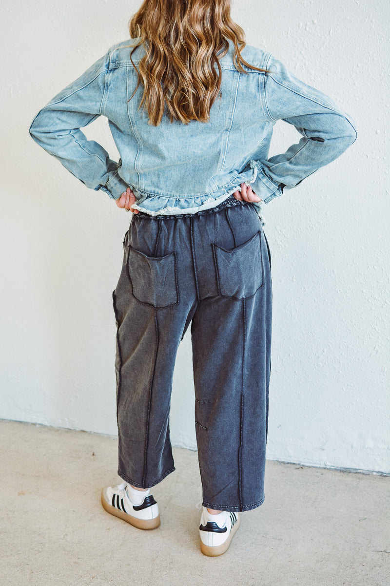 Mineral Black Barrel Pants