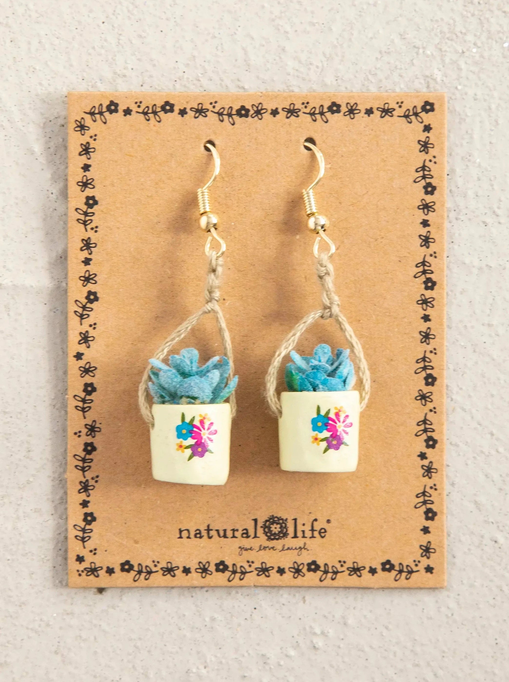 succulent earrings Natural Life Succulent Earrings