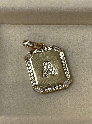 Initial Charm Gold Square