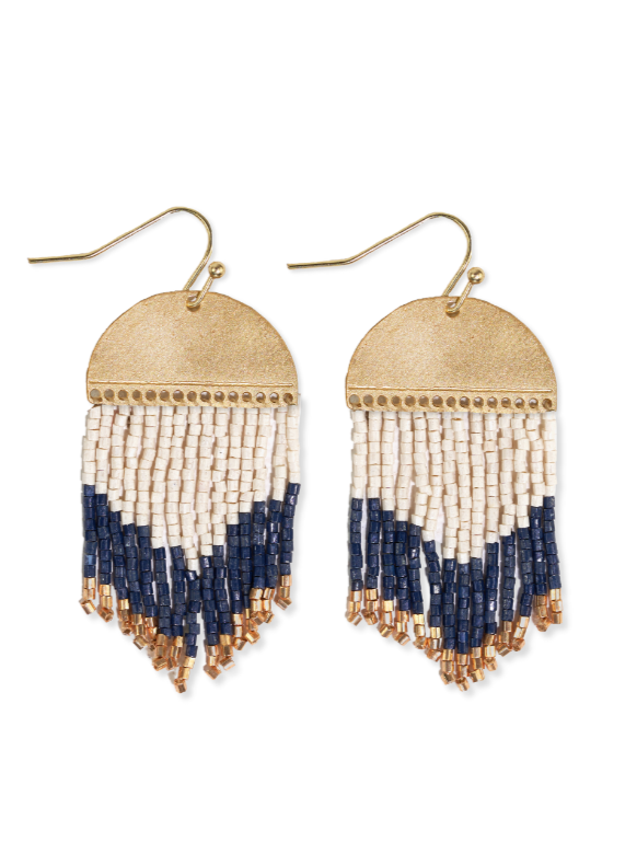 Ink & Alloy Navy Short Beaded Earrings