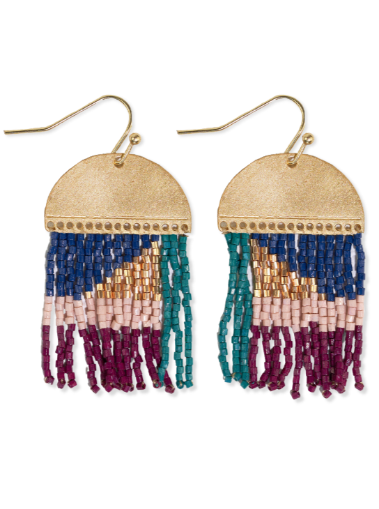 Ink & Alloy Abstract Beaded Fringe Earrings