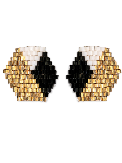 Ink & Alloy Hexagon Gold Earrings