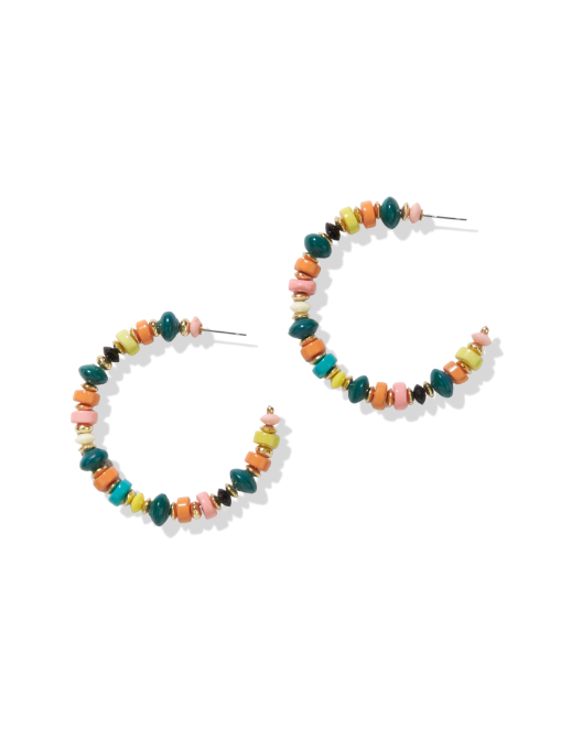 Ink & Alloy Disk Beaded Earrings