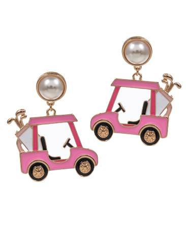 Pink Golf Cart Earrings