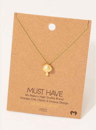 Golden Mushroom Necklace