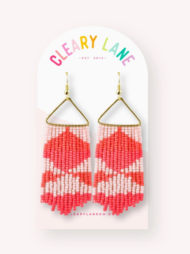 Pink Aztec Beaded Earrings Pink Aztec Beaded Earrings