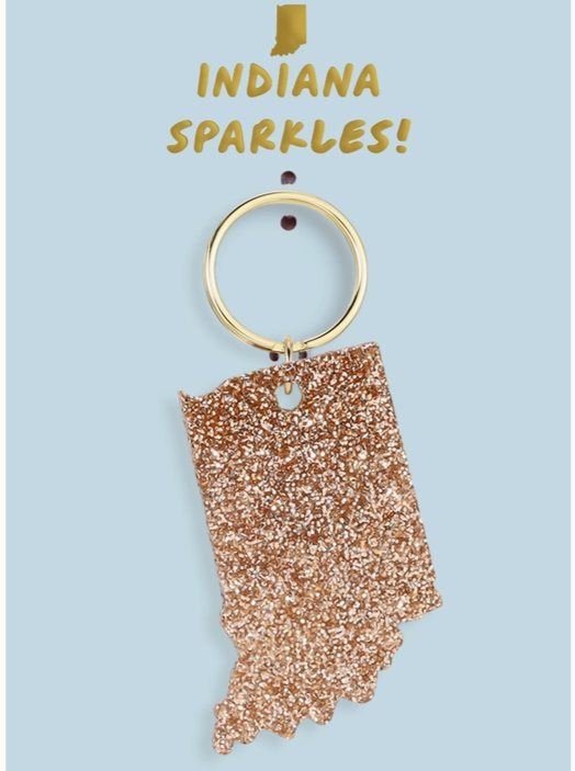 Glittery Indiana Keychain