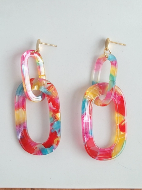 Rainbow Chain Link Earrings