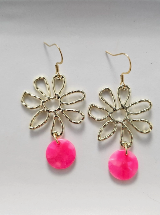 Gold Floral Charm Earrings