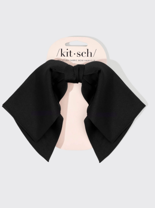 Black Fabric Bow Clip