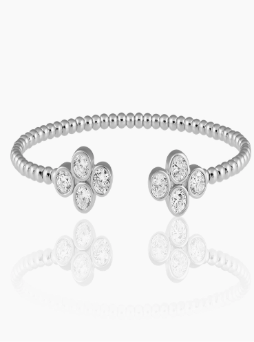 Silver Flower Cuff