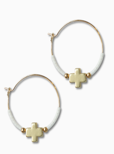 White Cross Hoops