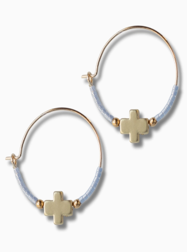 Sky Blue Cross Hoops