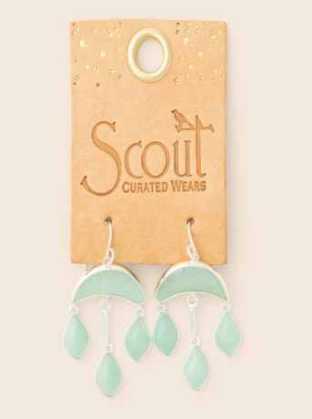 Stone Crescent Drop Earring - Amazonite/Silver