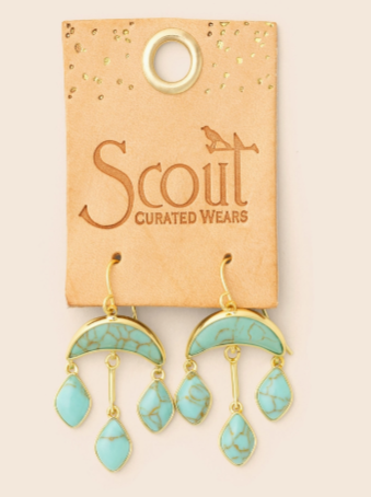 Stone Crescent Drop Earring - Turquoise/Gold