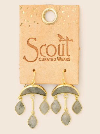 Stone Crescent Drop Earring - Labradorite/Gold