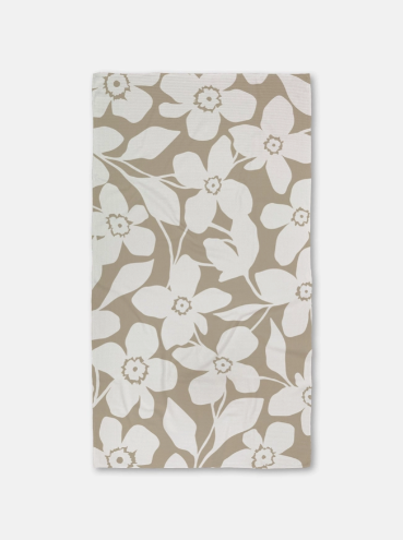 Tan Flowers Luxe Bath Towel