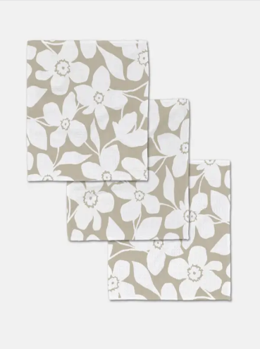 Tan Flowers Washcloth Set
