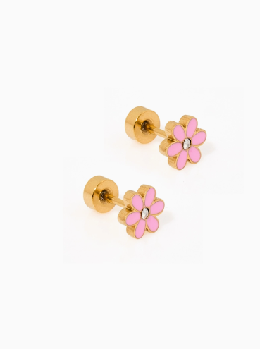 Pink Flower Studs