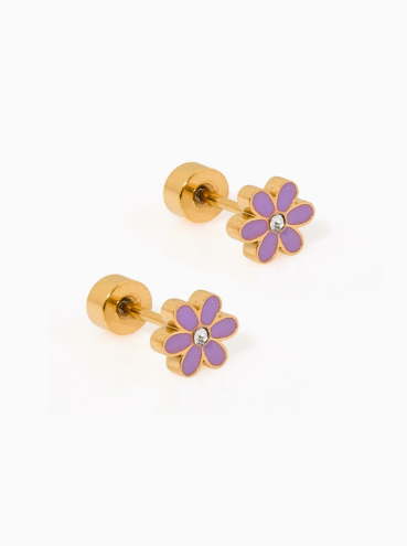 Purple Flower Studs