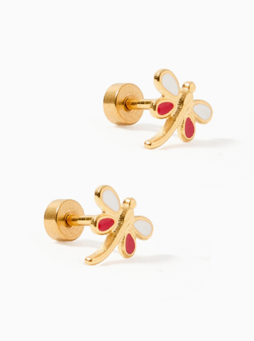 White/Red Butterfly Studs