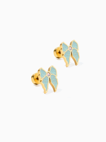Blue Bow Studs