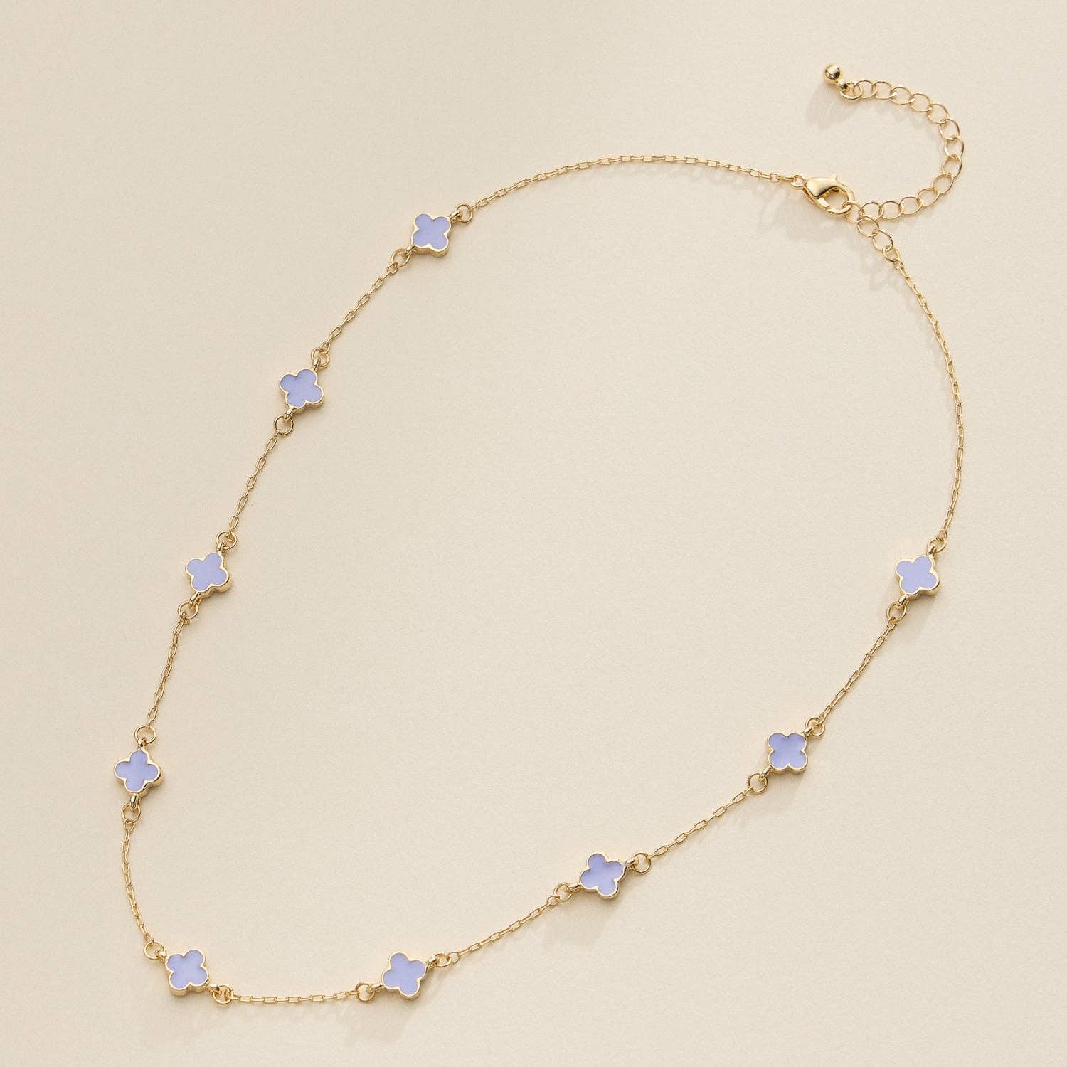 Enamel Clover Station Necklace