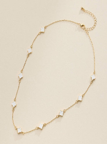 Enamel Clover Station Necklace