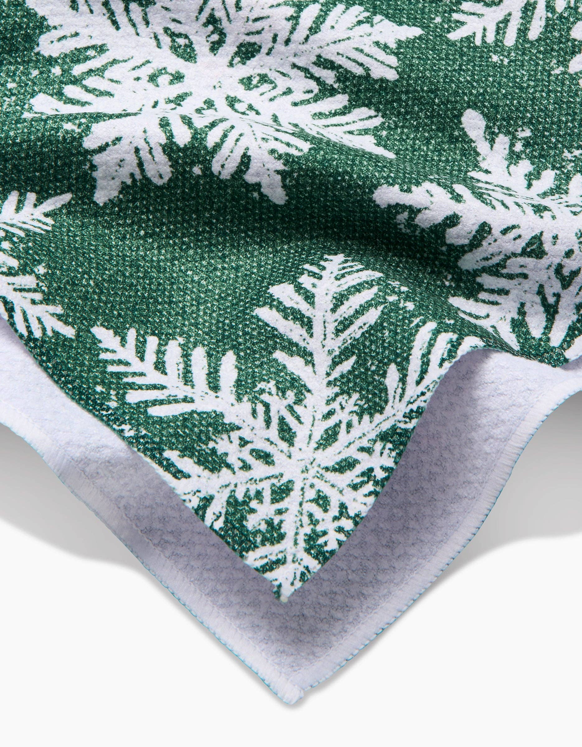 Green Snowy Days Tea Towel