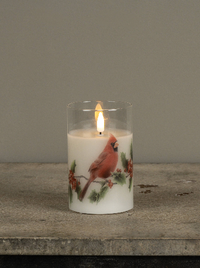 5" CARDINAL 3D FLAME GLASS CANDLE