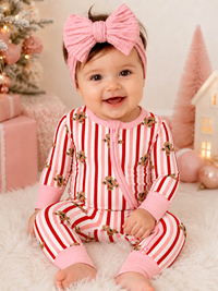 Gingerbread Pink Zip Romper