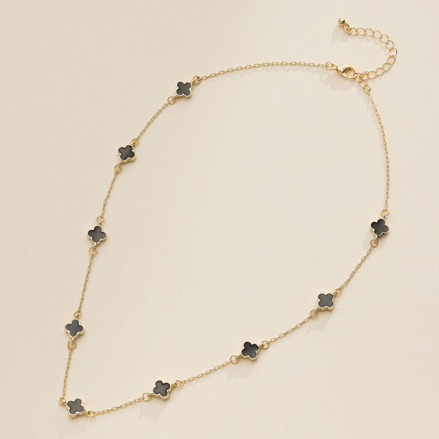 Enamel Clover Station Necklace